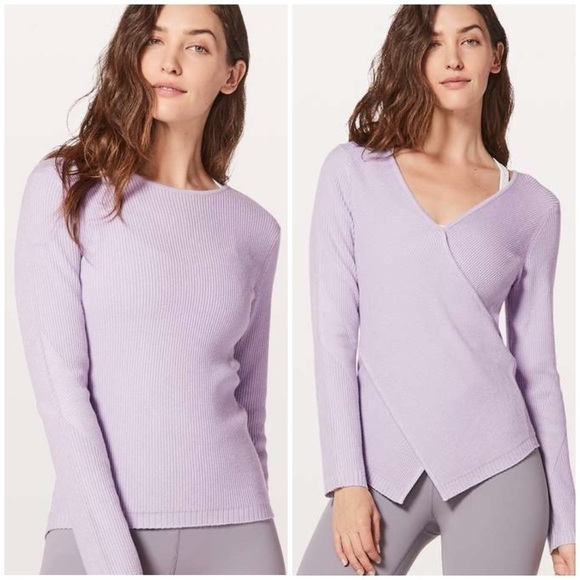 NWT Lululemon Wrap It Back Sweater Cashmere Blend Reversible Lavender Purple 8 - Picture 1 of 12